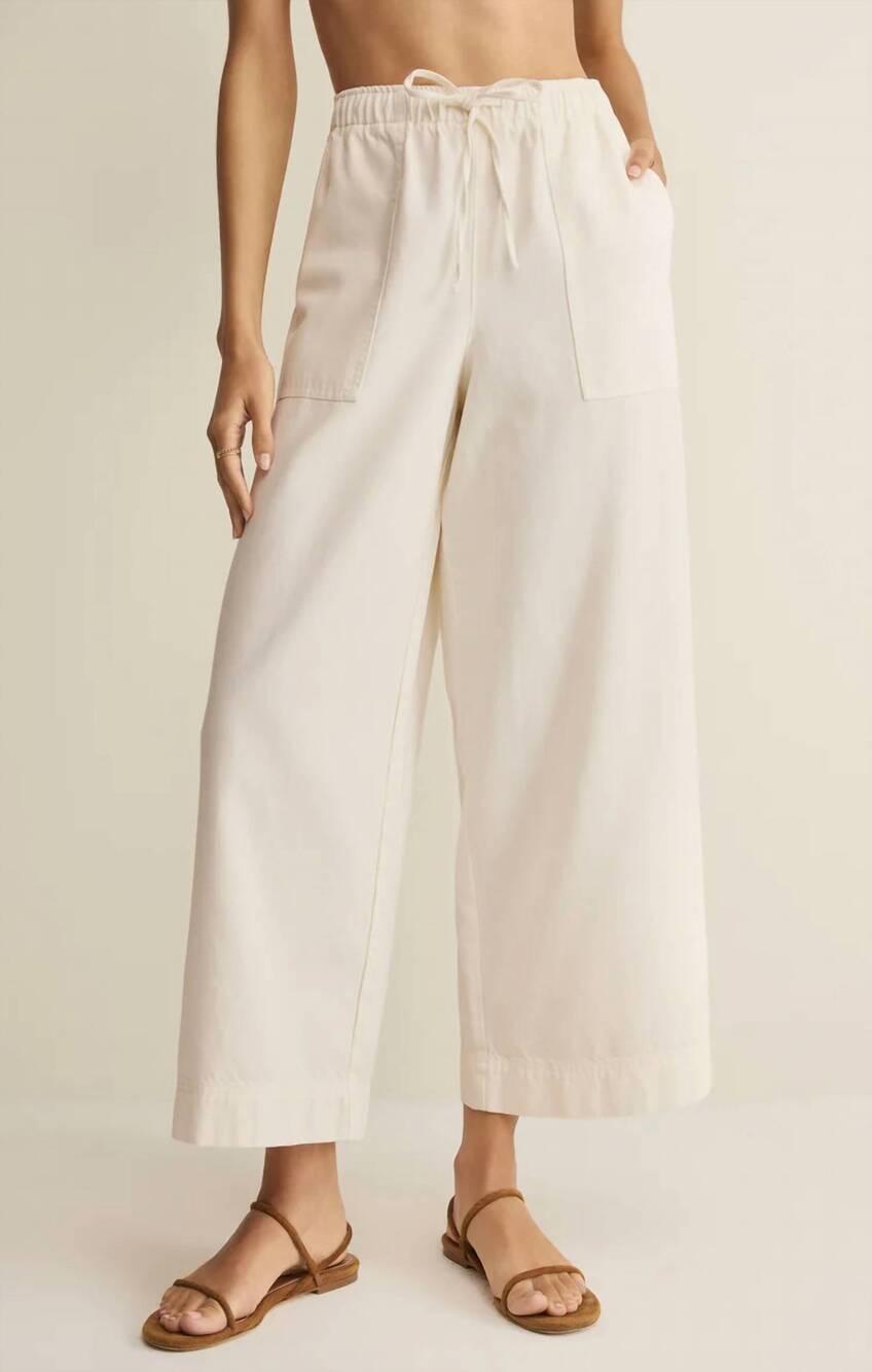 NEW Z SUPPLY daycation twill wide leg utility pants in cloud